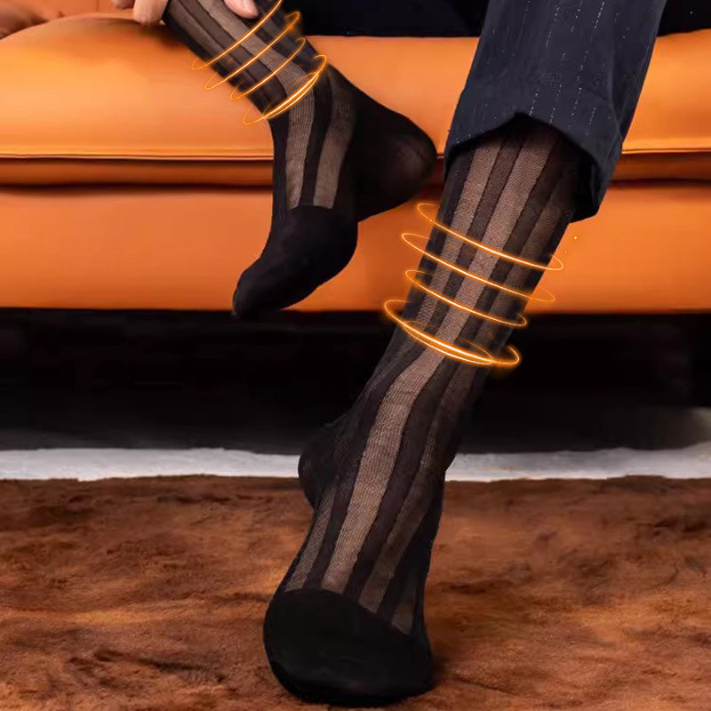 Breathable striped men's mid-calf socks set