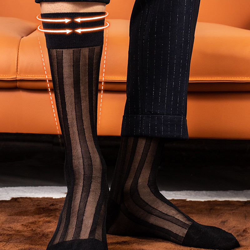 Breathable striped men's mid-calf socks set