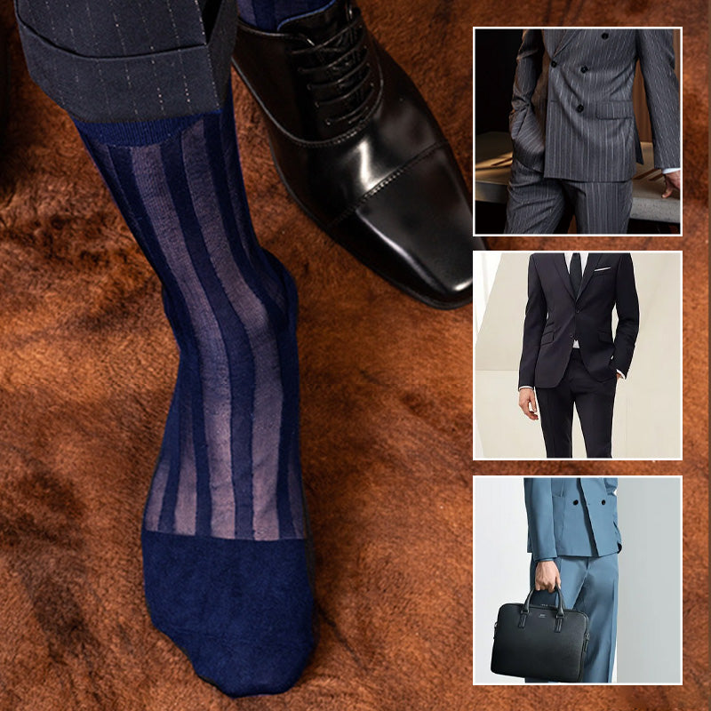 Breathable striped men's mid-calf socks set