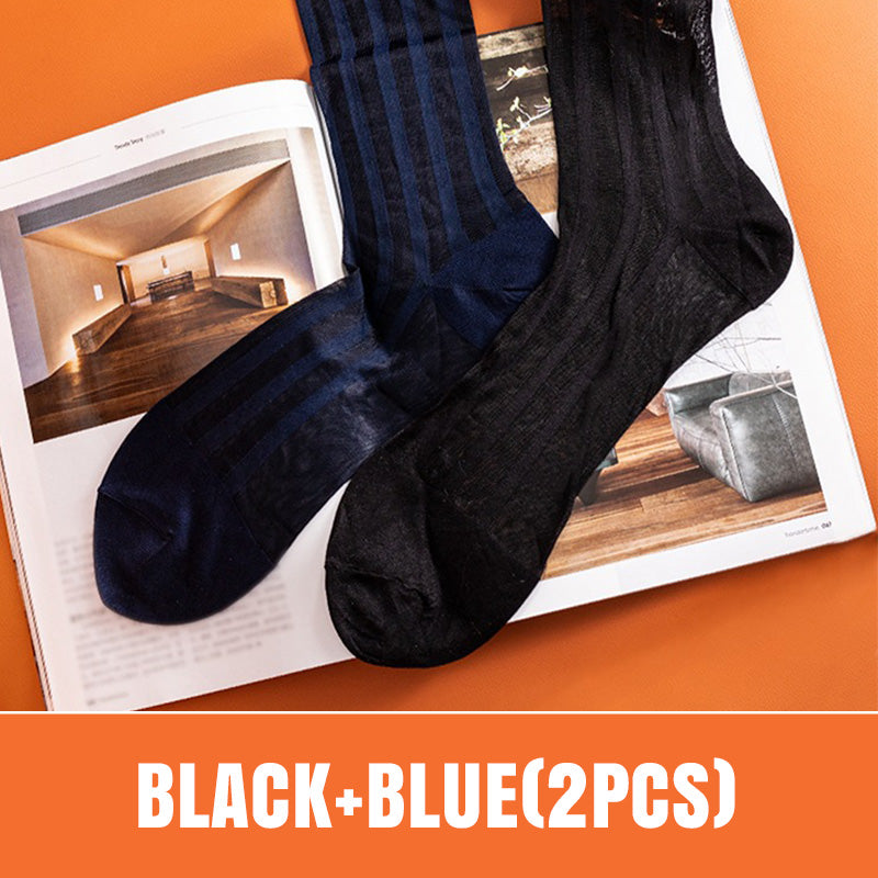 Breathable striped men's mid-calf socks set