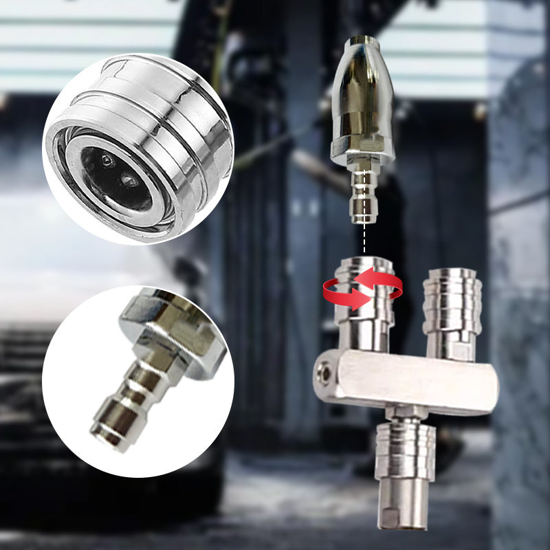 Quick Connect Double Spray Fitting & Rotating Nozzles For High Pressure Washer Gun