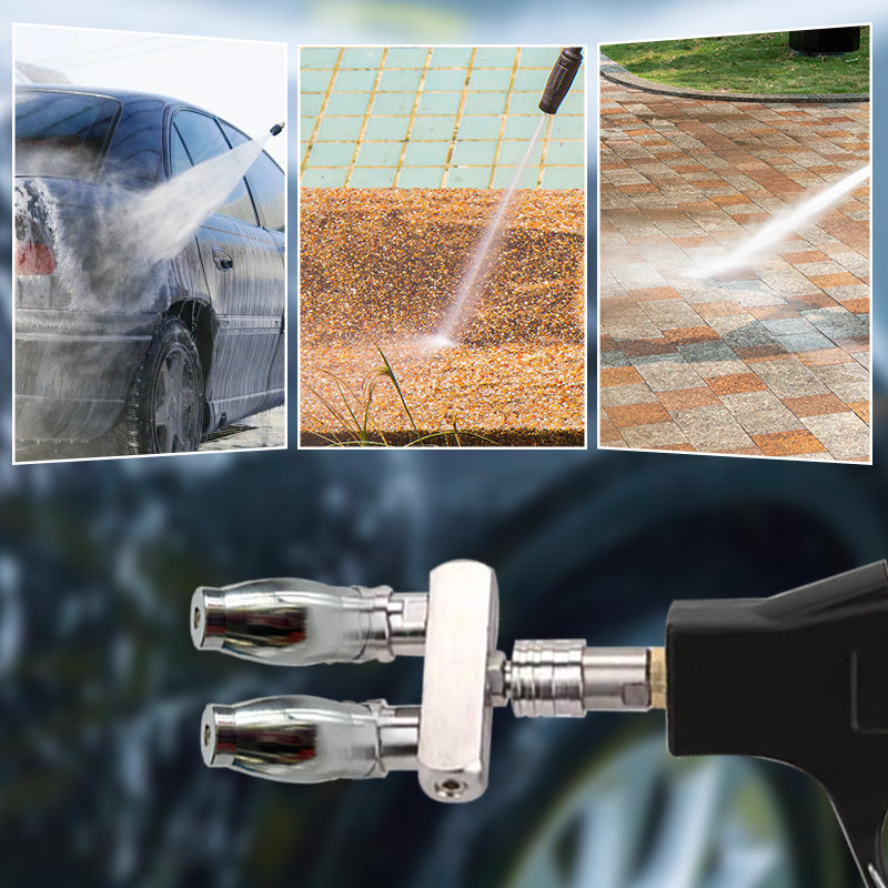 Quick Connect Double Spray Fitting & Rotating Nozzles For High Pressure Washer Gun