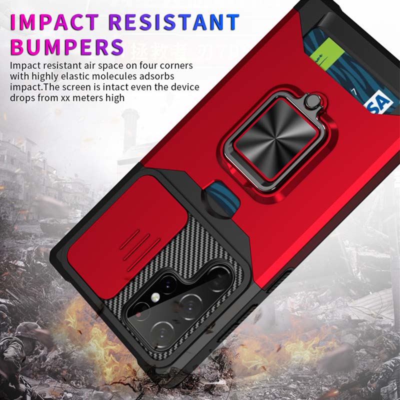 Card Sliding Window Anti-drop Phone Case For Samsung S23/24 Series