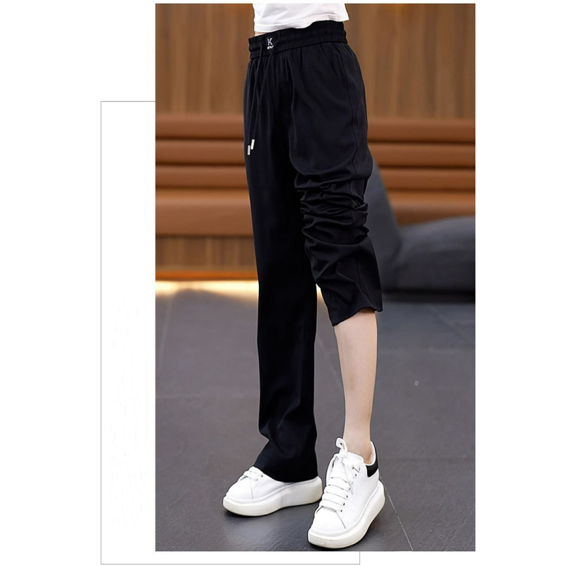 High-Waisted Wide-Leg Pants with Elastic Waistband