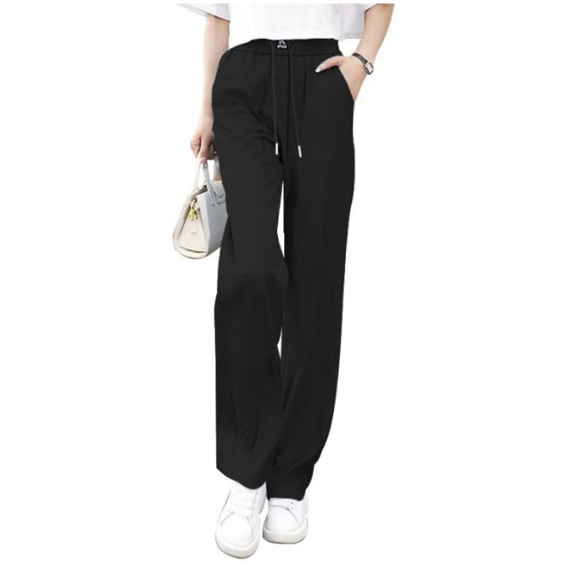 High-Waisted Wide-Leg Pants with Elastic Waistband