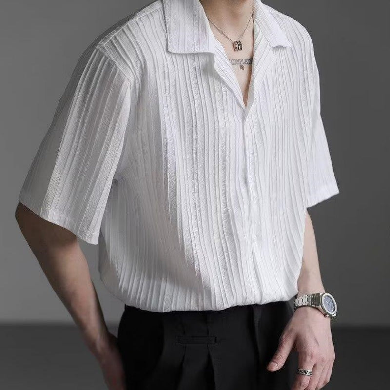 Men's Short-Sleeved Thin Shirt with Cuban collar