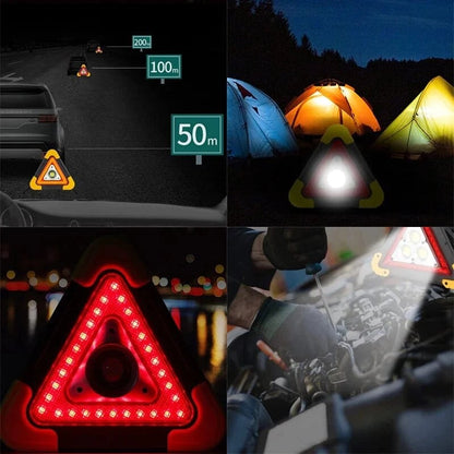 2-IN-1 Solar Emergency Triangle Warning Light at the Roadside