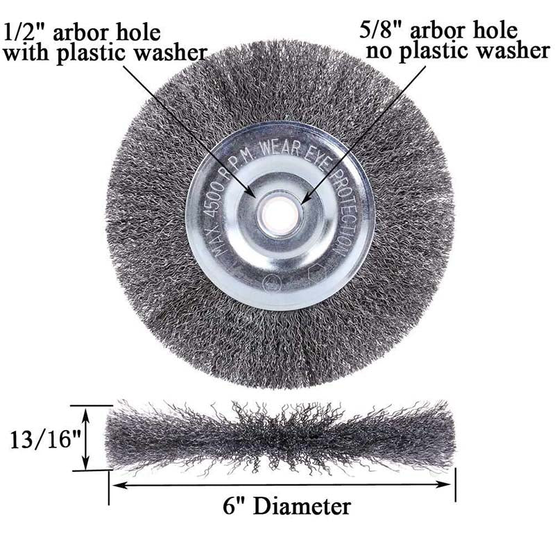 Wire Wheel for Bench Grinder with 1/2" & 5/8" Arbor Hole