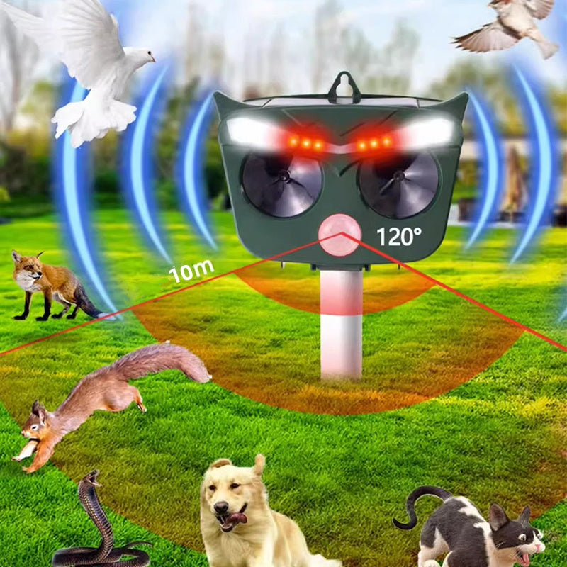 Solar Powered Ultrasonic Animal Repellent with Motion Sensor