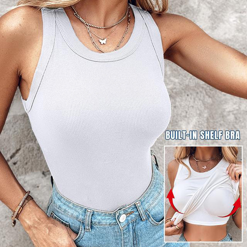🔥 Promotion - 50% off✨ Women's ribbed knit tank top with shelf bra