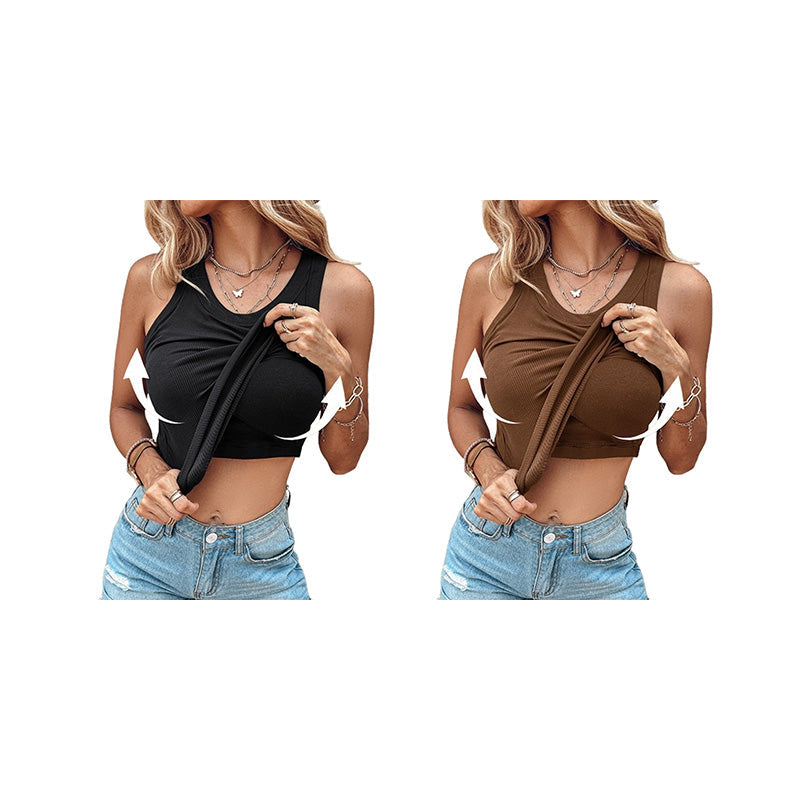 🔥 Promotion - 50% off✨ Women's ribbed knit tank top with shelf bra