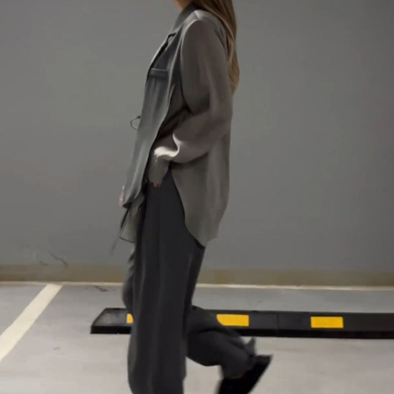 ⏳Time-limited Special⏰Fashion Patchwork Irregular Lace-Up Shirt & Pants(Two-Piece Set)