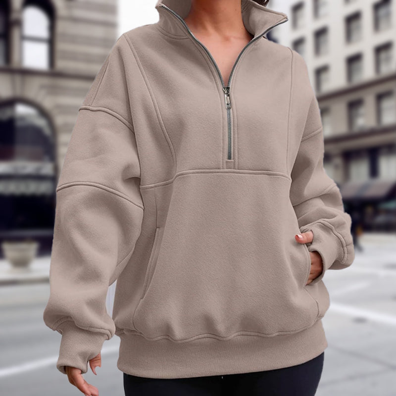 🔥FREE SHIPPING🔥Women's Half Zip Long-Sleeve Tops with Pockets