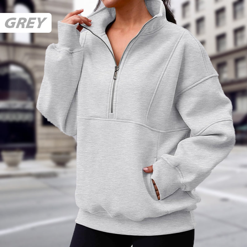 🔥FREE SHIPPING🔥Women's Half Zip Long-Sleeve Tops with Pockets