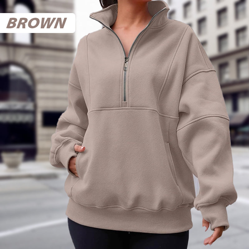 🔥FREE SHIPPING🔥Women's Half Zip Long-Sleeve Tops with Pockets