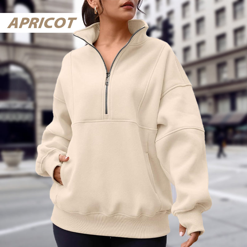 🔥FREE SHIPPING🔥Women's Half Zip Long-Sleeve Tops with Pockets