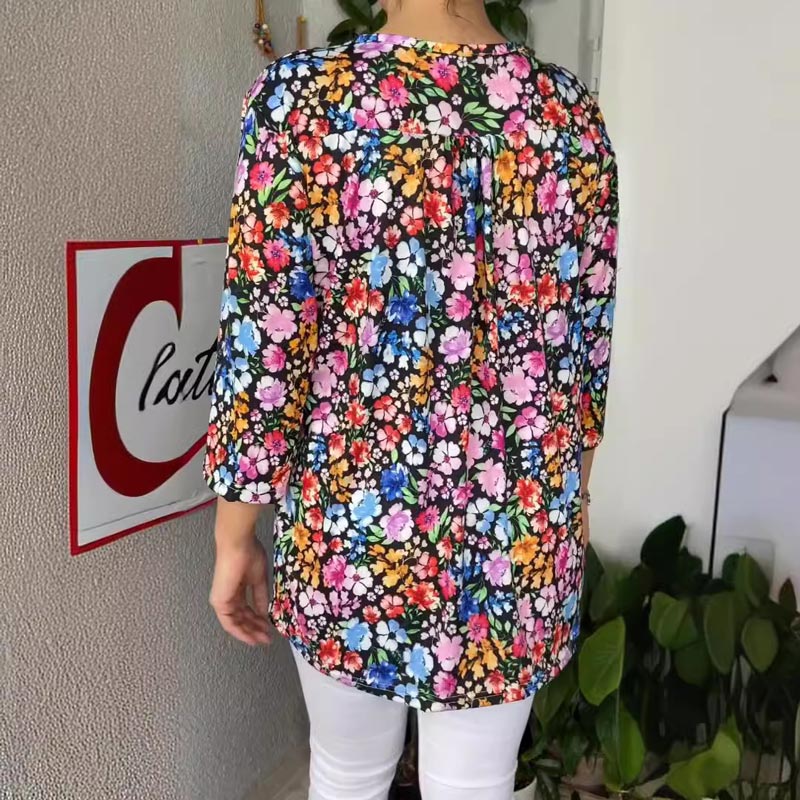 🔥Hot sale🔥Women’s Casual Printed Button V-neck Pullover