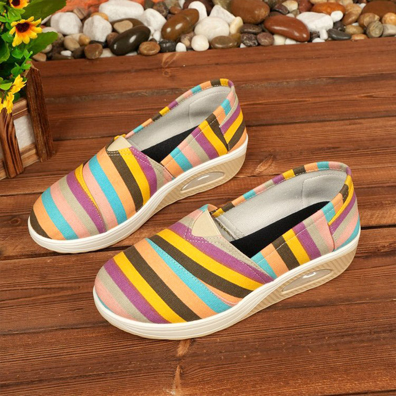 🎁Free shipping⏳Stylish Comfortable Round Toe Striped Canvas Shoes