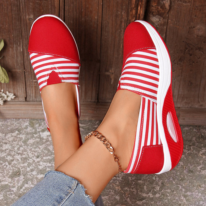 🎁Free shipping⏳Stylish Comfortable Round Toe Striped Canvas Shoes