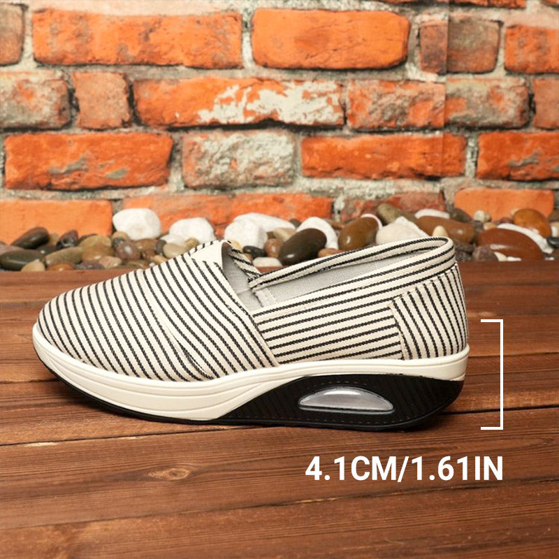 🎁Free shipping⏳Stylish Comfortable Round Toe Striped Canvas Shoes