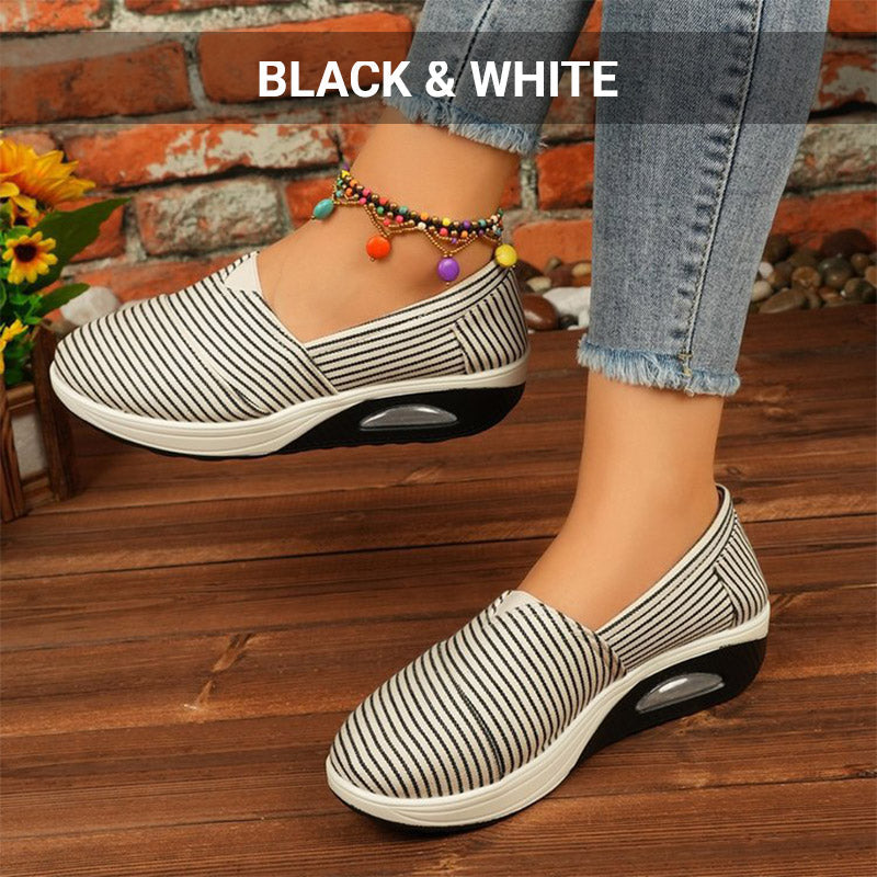 🎁Free shipping⏳Stylish Comfortable Round Toe Striped Canvas Shoes