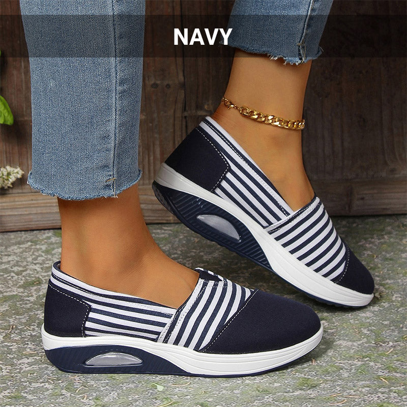 🎁Free shipping⏳Stylish Comfortable Round Toe Striped Canvas Shoes