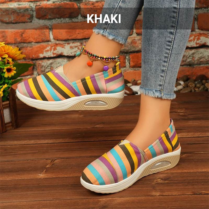 🎁Free shipping⏳Stylish Comfortable Round Toe Striped Canvas Shoes