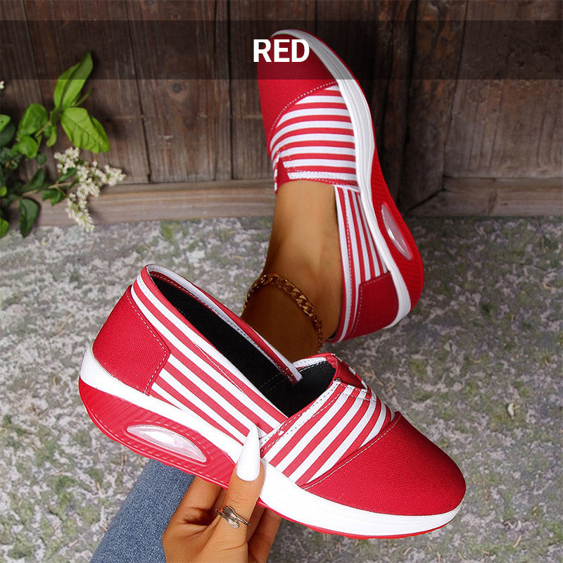 🎁Free shipping⏳Stylish Comfortable Round Toe Striped Canvas Shoes