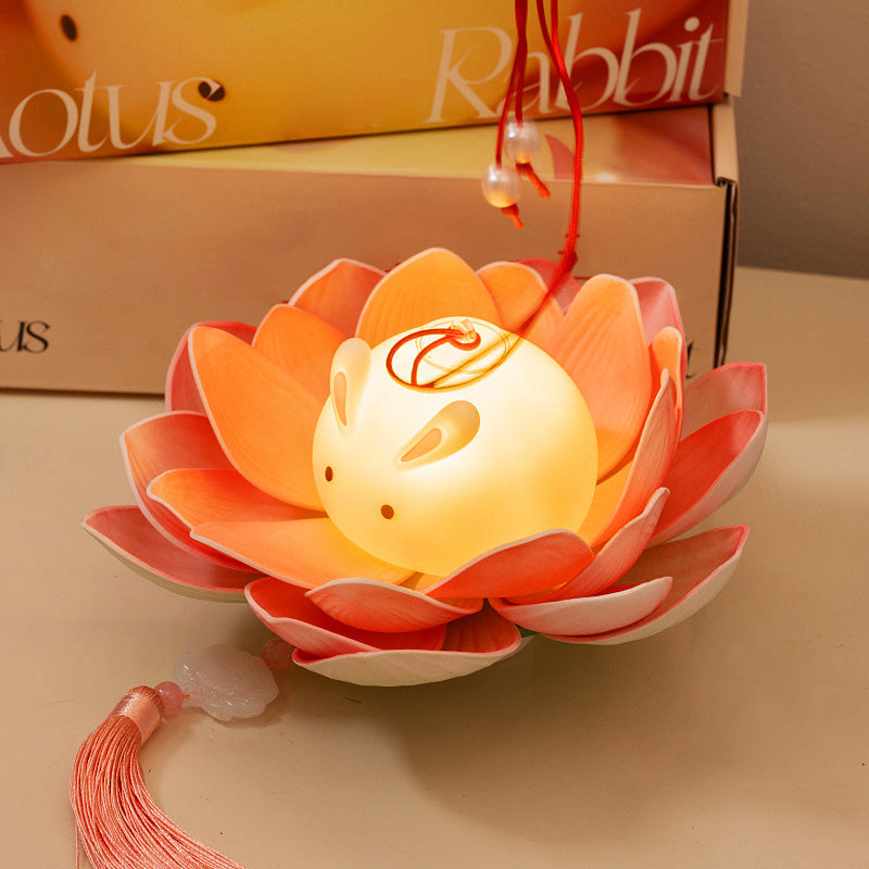 Handmade DIY Handheld Rabbit Lotus Lantern