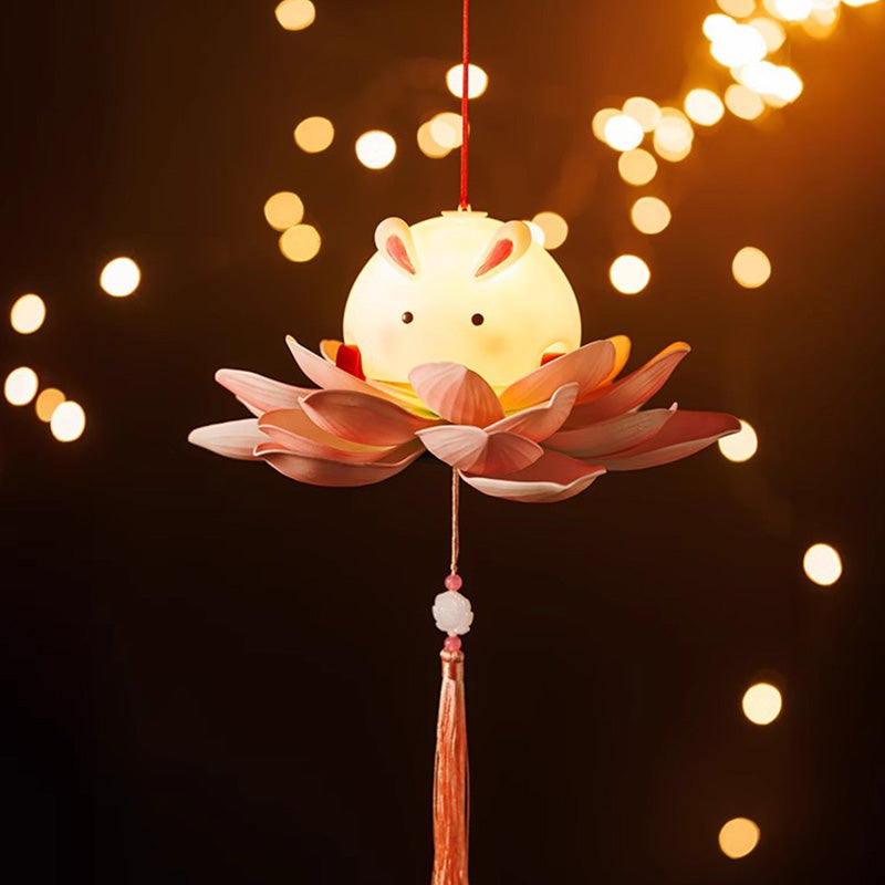 Handmade DIY Handheld Rabbit Lotus Lantern