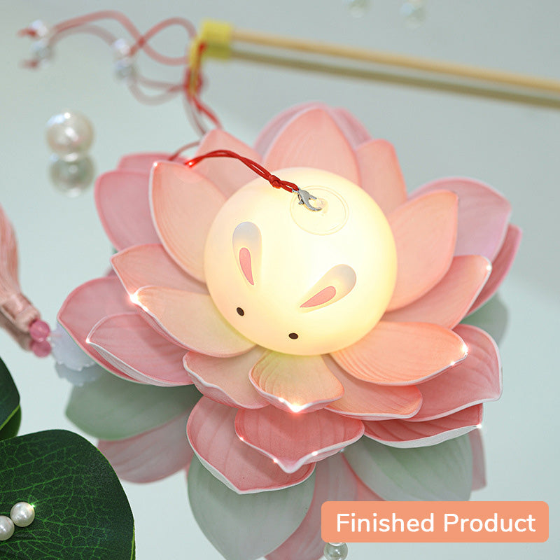 Handmade DIY Handheld Rabbit Lotus Lantern