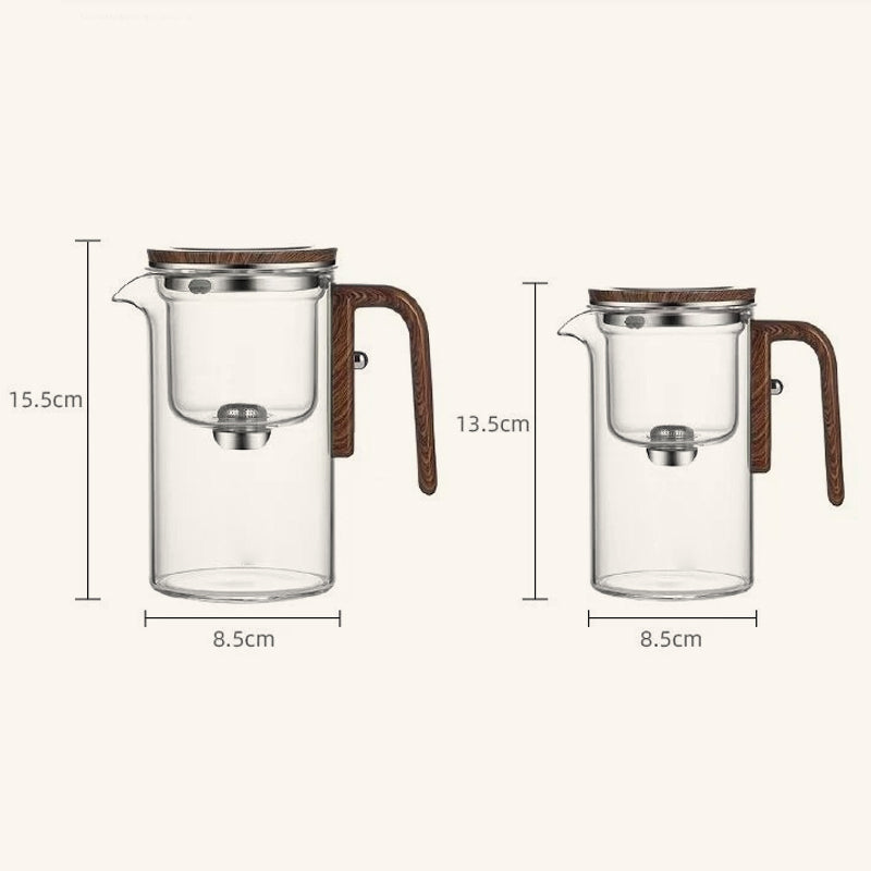 Water Separation Glass Teapot with Wooden Handle