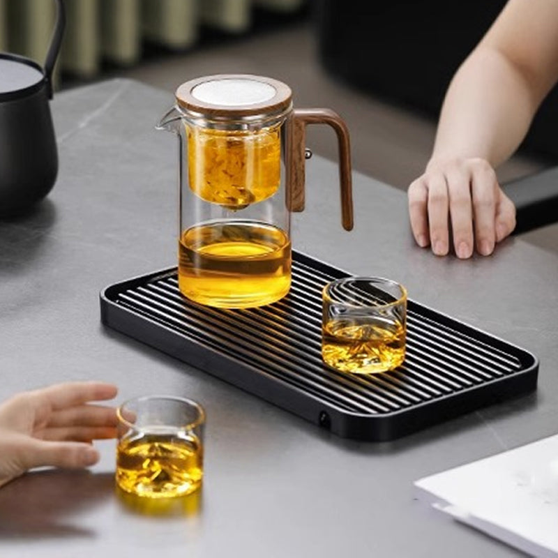 Water Separation Glass Teapot with Wooden Handle