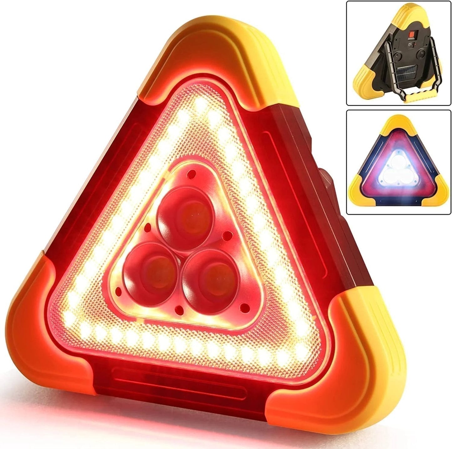 2-in-1 sun-driven emergency triangle warning light at the roadside