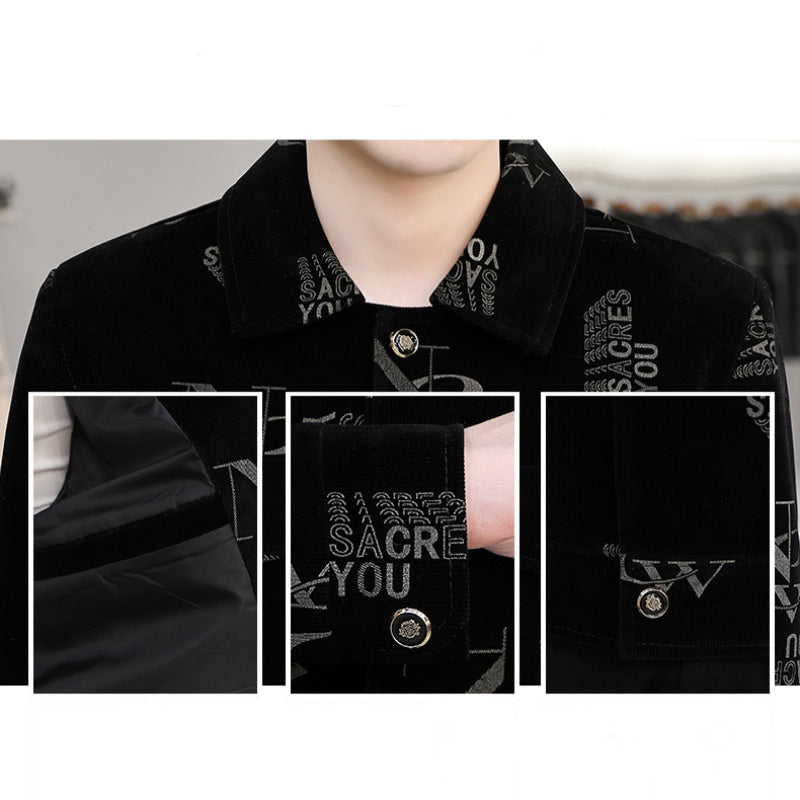 Men's Print Lapel Button Down Jacket