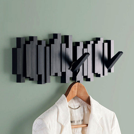 Creative Wall Mounted Coat Rack with Retractable Pegs