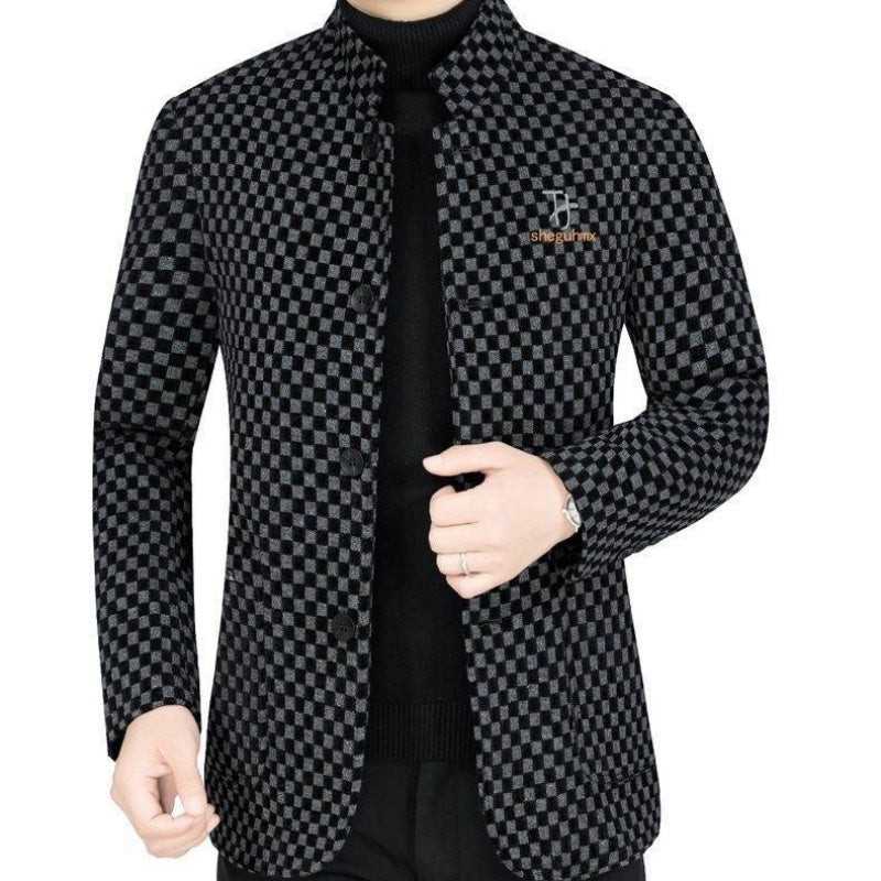 Men’s Trendy Checkered Warm Jacket with Pockets