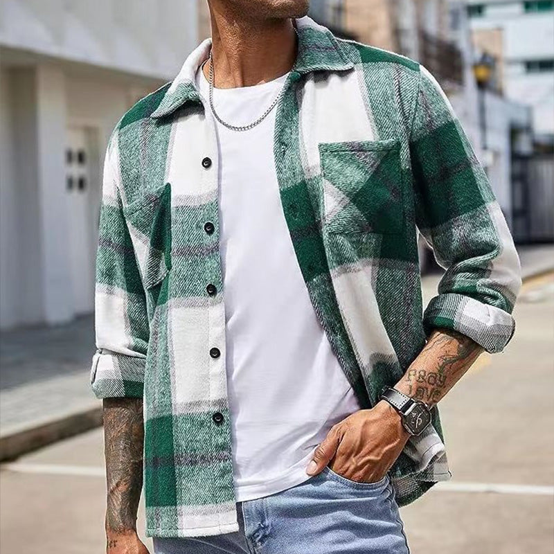 Men's Casual Thickened Warm Plaid Jacket