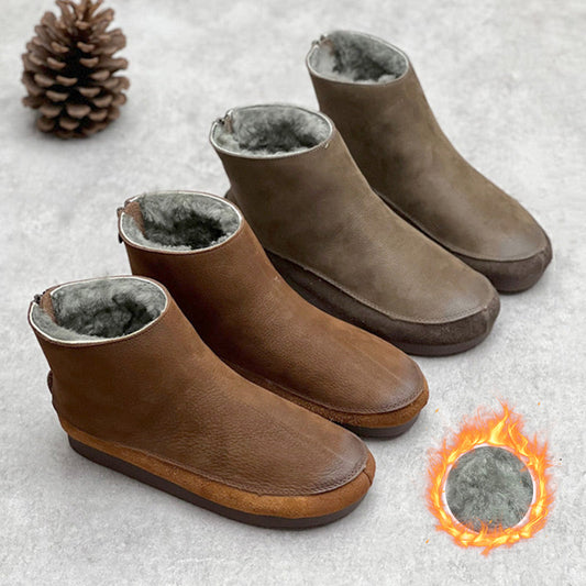 Handmade Pure Wool Leather Cotton Boots