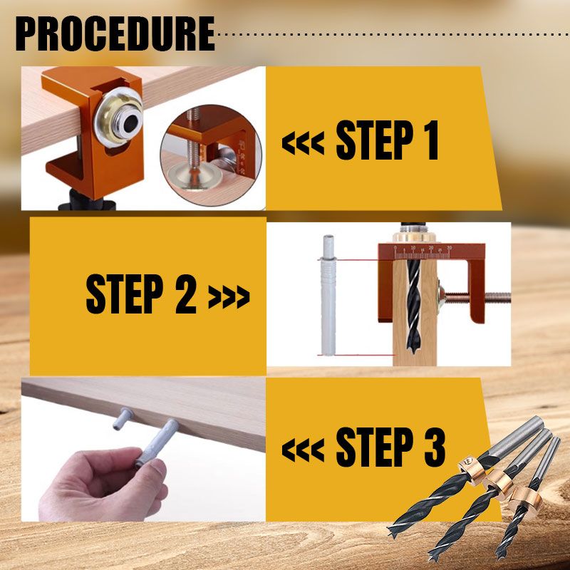 Cabinet Vertical Positioning Clamp and Drill Bill Set