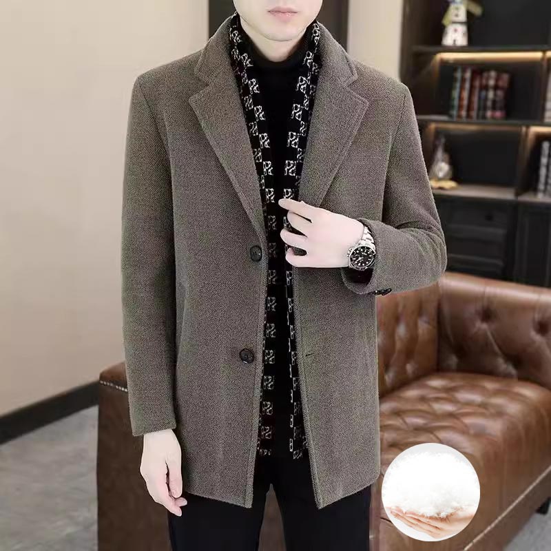 Men's Mid-Length Wool Coat | Thick Down, Elegant Design 🧥❄️