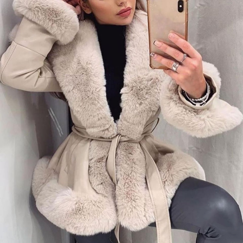 ✨Get 50% off💖Women's Faux-Leather Coat with Faux-Fur Collar