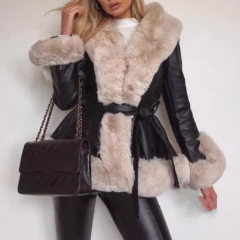 ✨Get 50% off💖Women's Faux-Leather Coat with Faux-Fur Collar