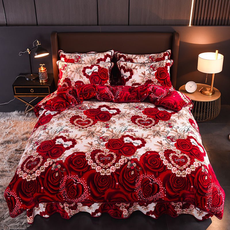 4 Piece Print Cozy Comforter Bedding Sets