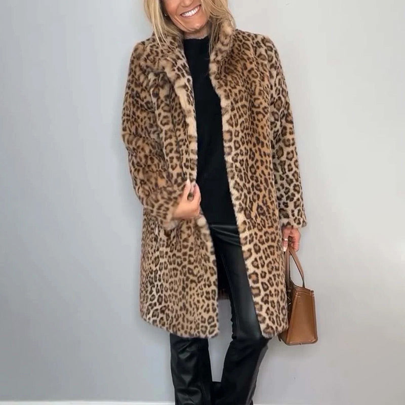 🎅Christmas Pre-sale🎁Women's Leopard Print Mid-Length Jacket