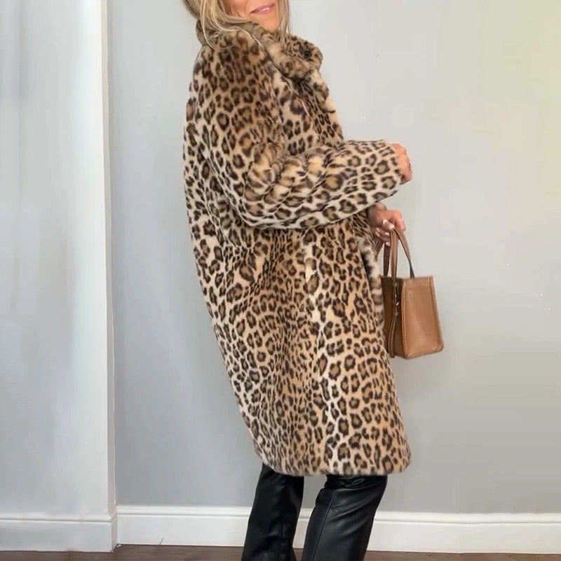 🎅Christmas Pre-sale🎁Women's Leopard Print Mid-Length Jacket