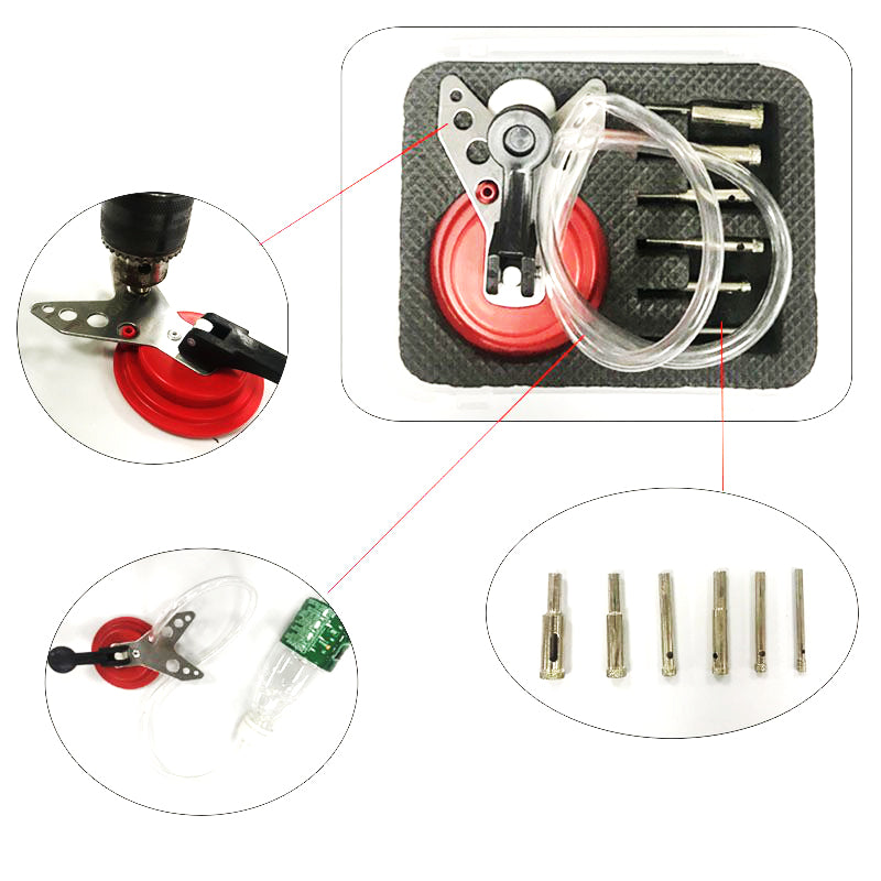 Glass Hole Centering Locator Kit Suction Holder