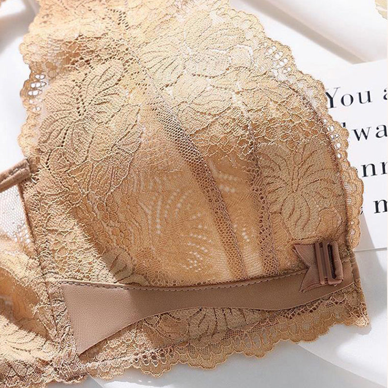 Lace Open Button Closure Anti-Sagging Breathable Bra