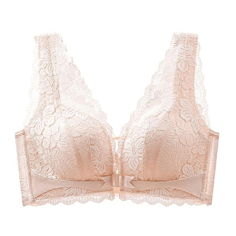 Lace Open Button Closure Anti-Sagging Breathable Bra