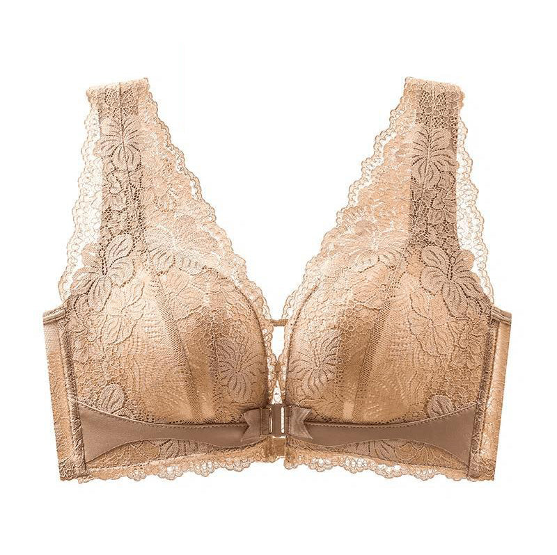 Lace Open Button Closure Anti-Sagging Breathable Bra